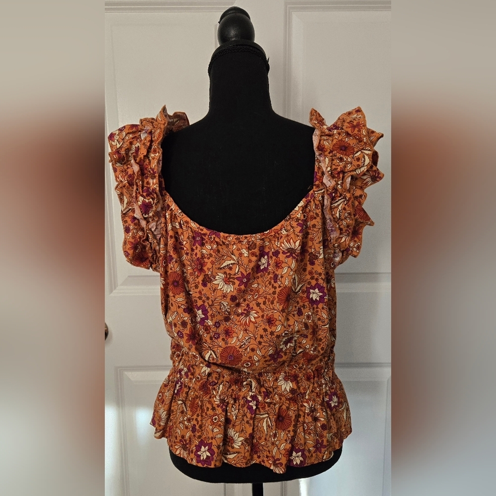 Luna Moon Floral Ruffle Tank Top - Picture 2 of 7